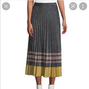 Derek Lam 10 Crosby Lurex Pleated Midi Skirt